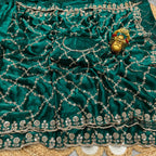 Fandy Satin Silk Saree with Rose Gold Beads Work