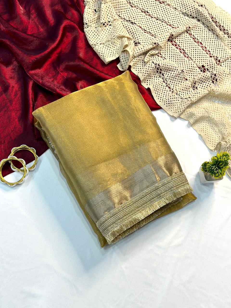 Two Tone Tissue Silk Saree
