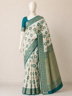 Soft Linen Cotton Saree with Golden Zari Border