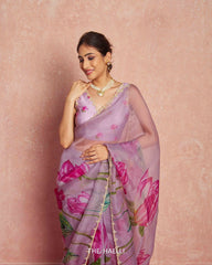 Lovely Soft Organza Lavender Color Saree