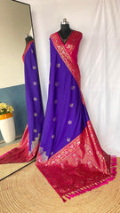 Flattering Dual Tone Silk Blue Color Saree