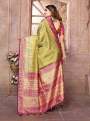 Preferable Banarasi Tissue Silk Mehndi Color Saree