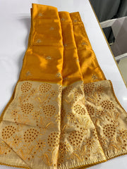 Precious digital print Silk Yellow Color Saree