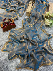 Beautiful Box pattern Blue Color Saree