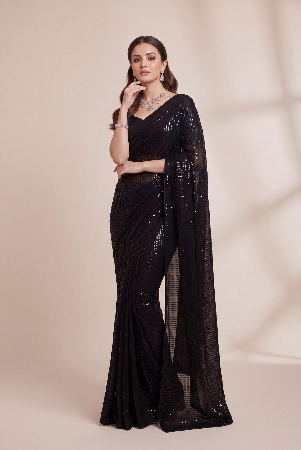 Sparkle Bollywood Georgette Saree with Bangalore Silk Blouse