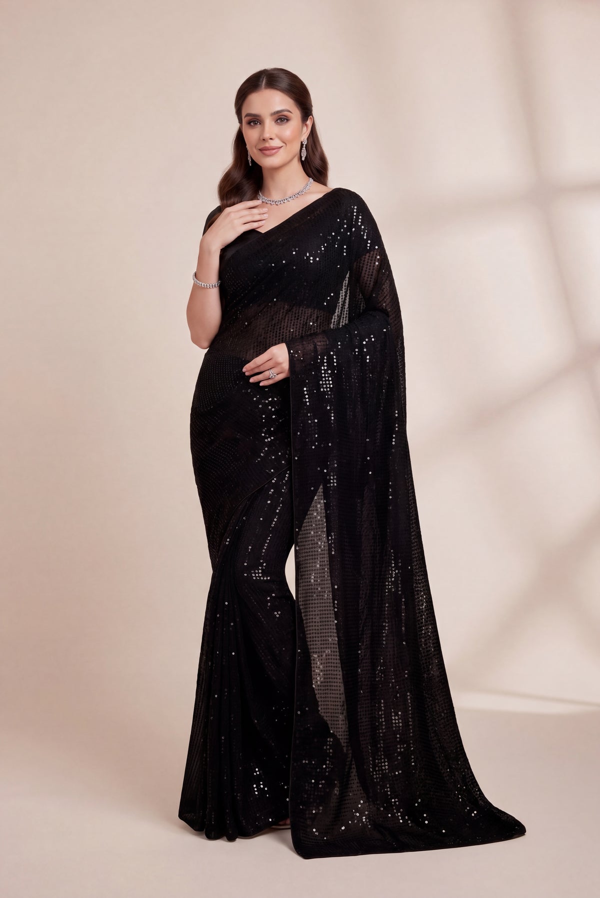 Sparkle Bollywood Georgette Saree with Bangalore Silk Blouse