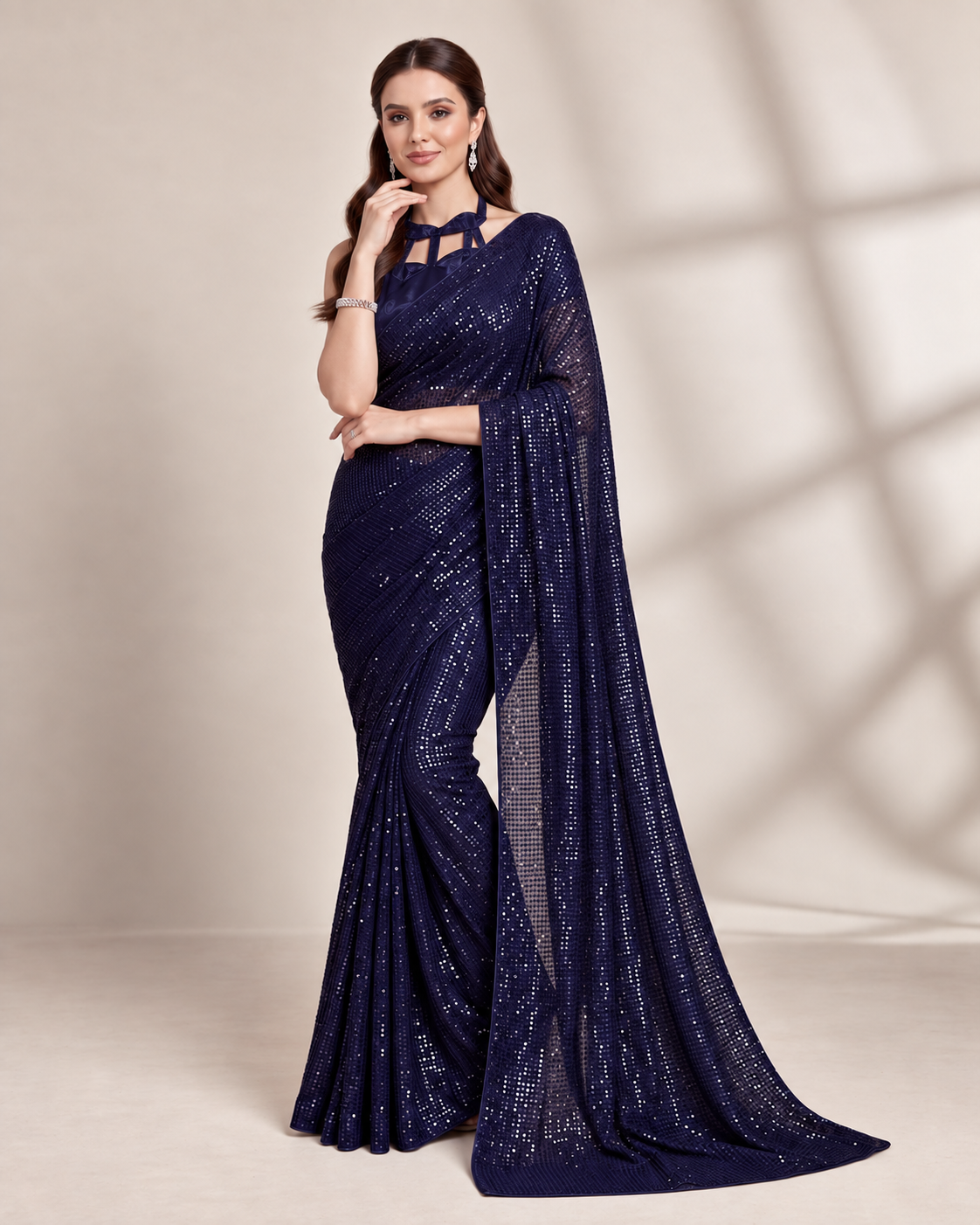 Sparkle Bollywood Georgette Saree with Bangalore Silk Blouse