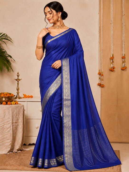 Elegant Pure Ho Silk  Zari Border Saree