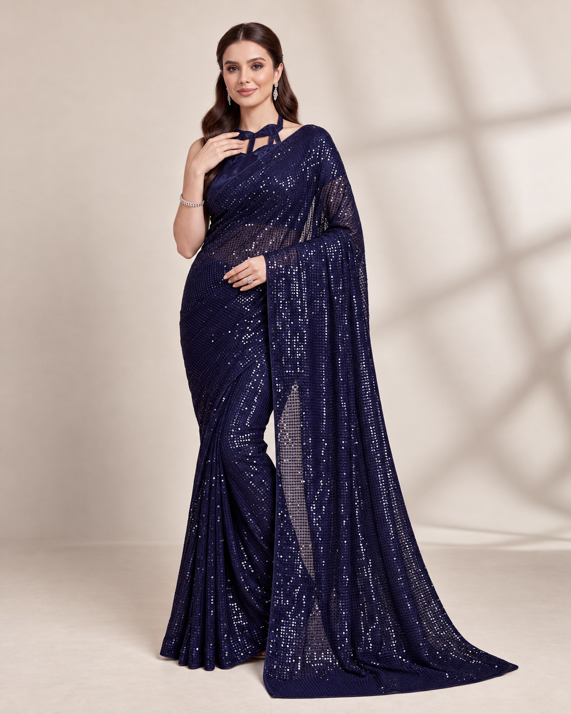 Sparkle Bollywood Georgette Saree with Bangalore Silk Blouse