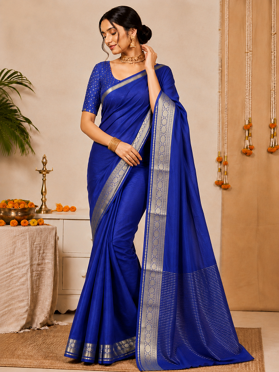 Elegant Pure Ho Silk  Zari Border Saree
