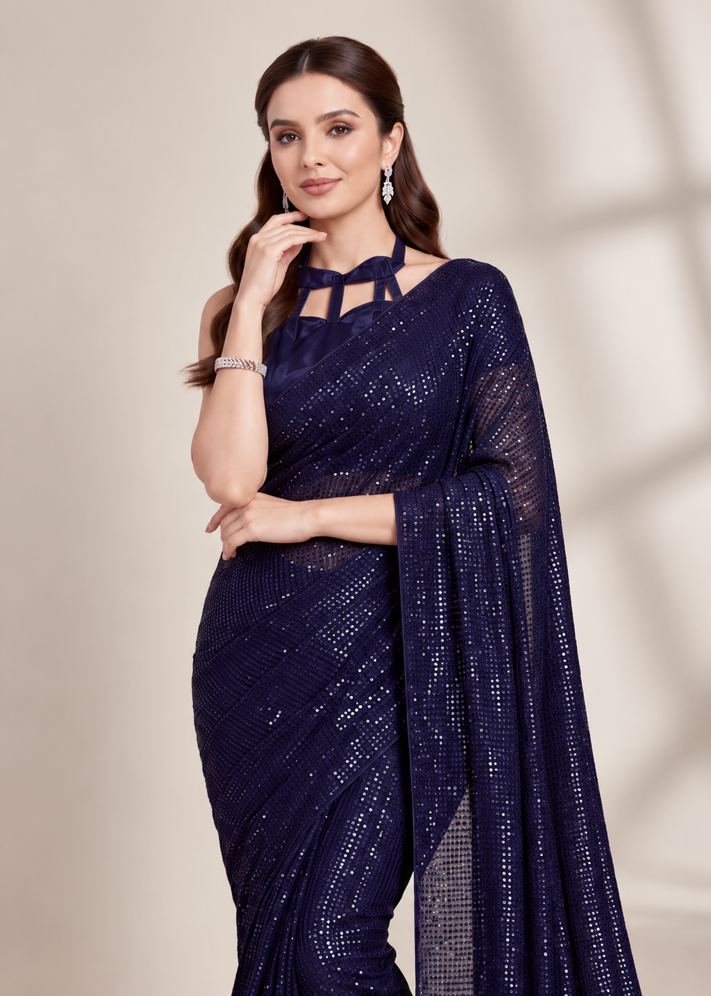 Sparkle Bollywood Georgette Saree with Bangalore Silk Blouse