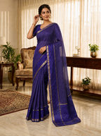 Pure Viscose Georgette Saree with Floral Patta Border