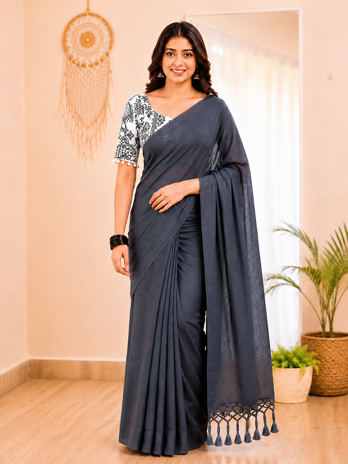 Evergreen Elegance Khadi Cotton Saree
