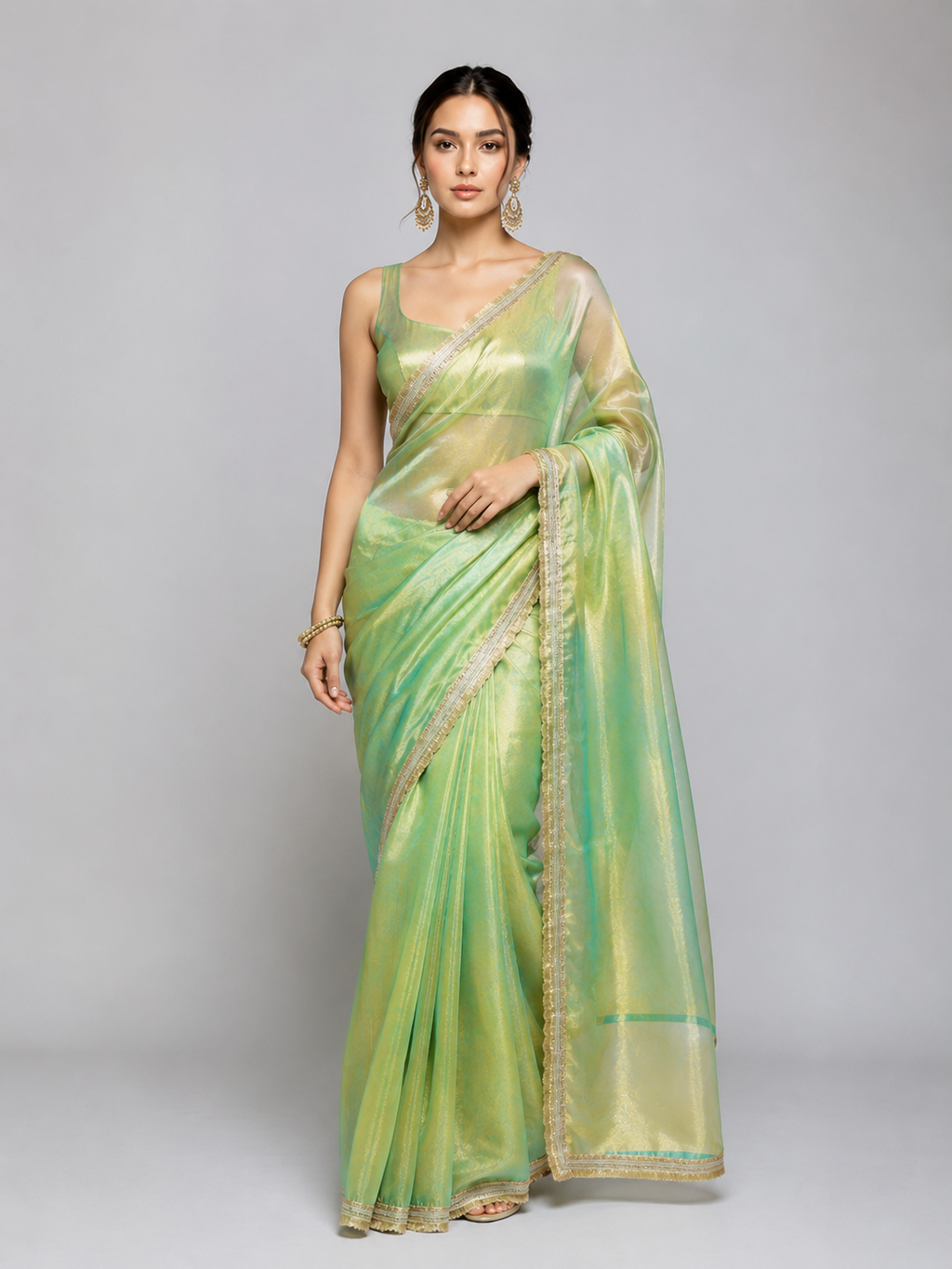 Two Tone Tissue Silk Saree