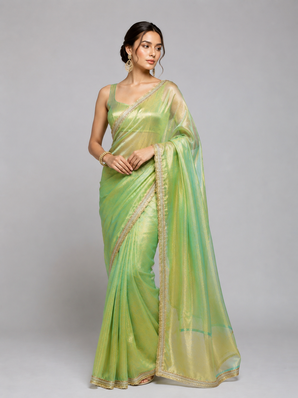 Two Tone Tissue Silk Saree