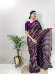 Fantastic Wine Color Ready To Wear  Georgette Saree