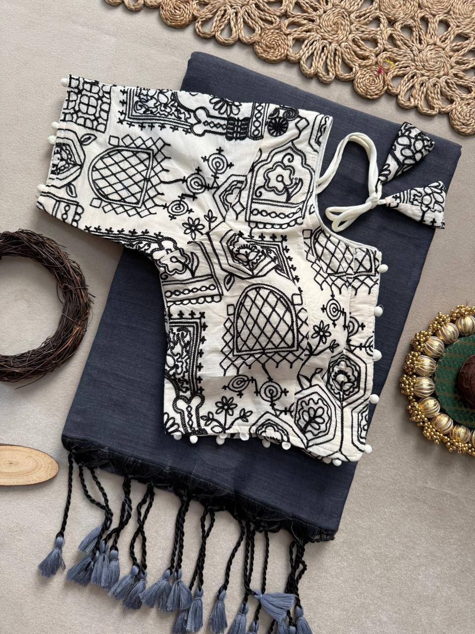 Evergreen Elegance Khadi Cotton Saree
