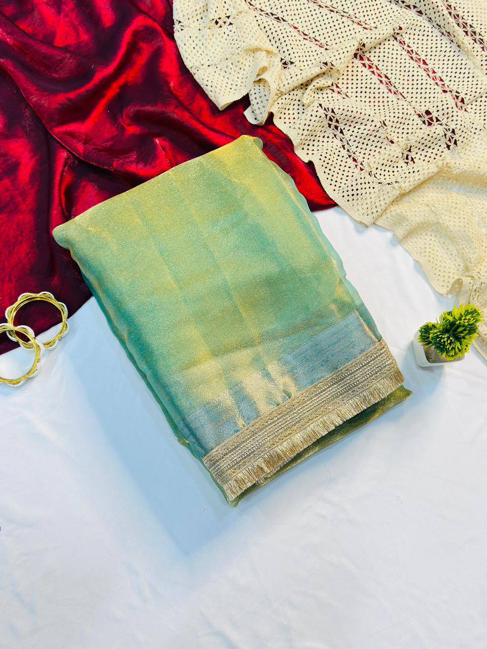 Two Tone Tissue Silk Saree