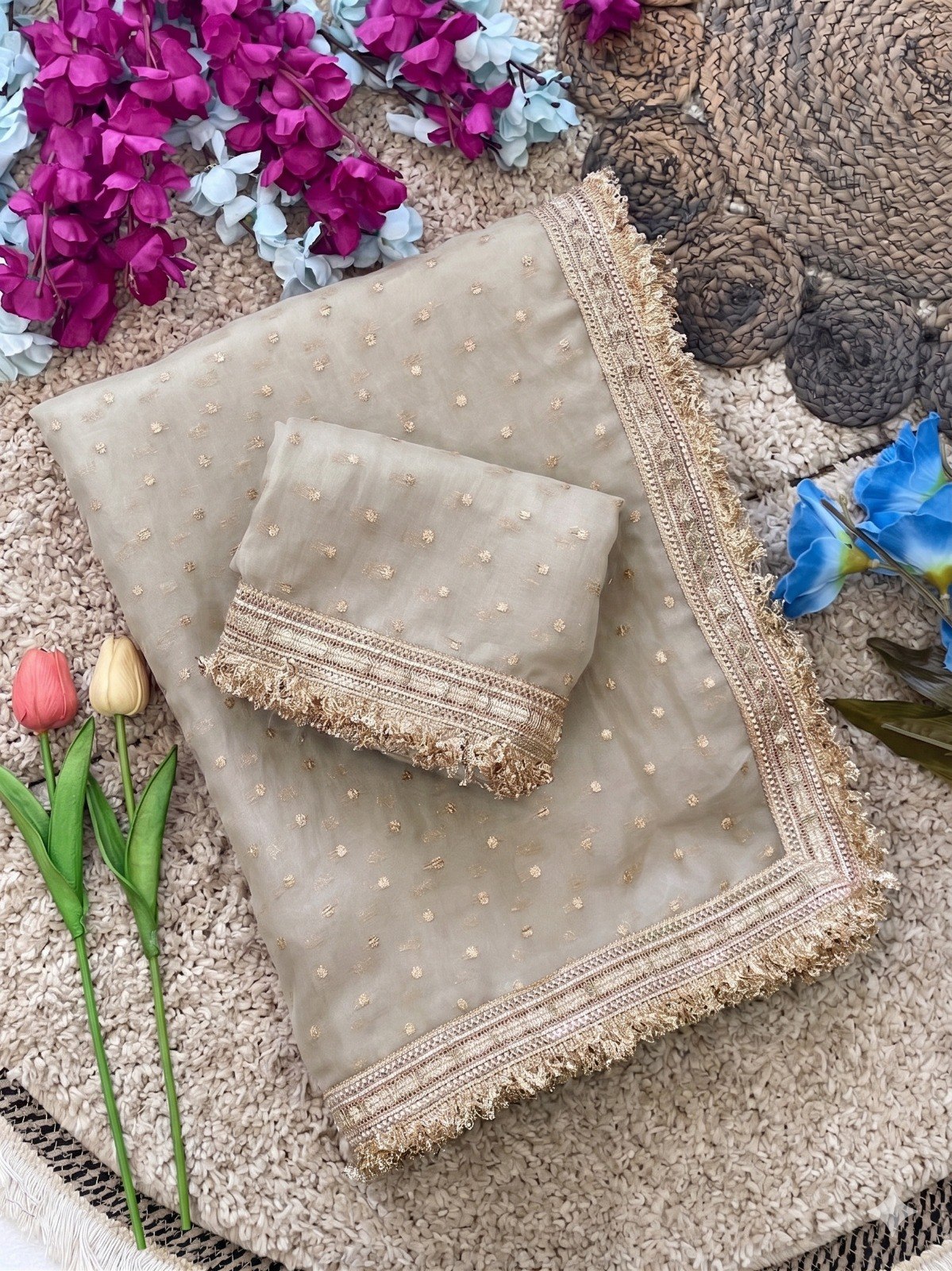 Elegant Lace Weave Saree
