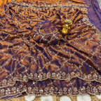 Fandy Satin Silk Saree with Rose Gold Beads Work