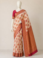 Soft Linen Cotton Saree with Golden Zari Border