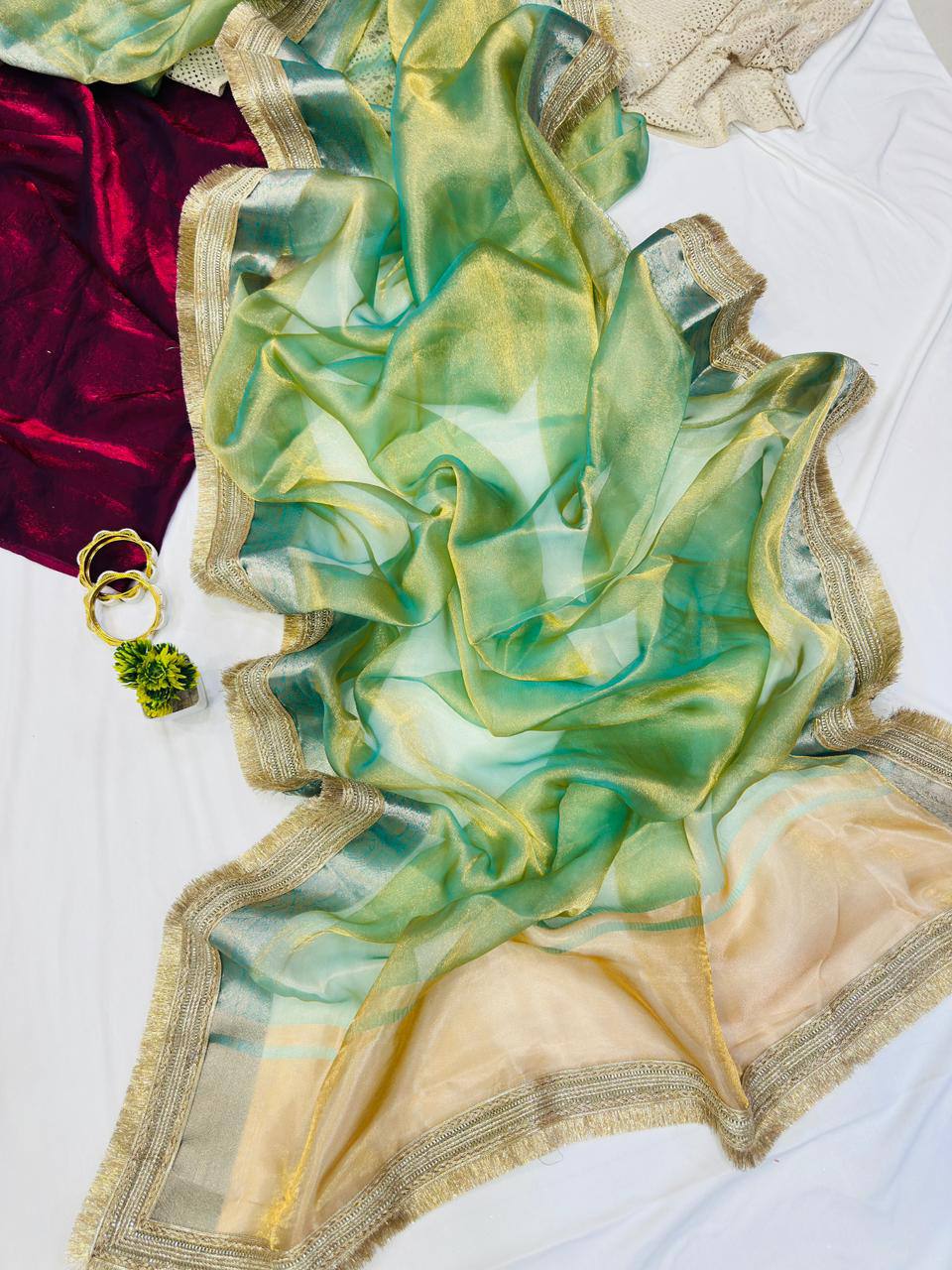 Two Tone Tissue Silk Saree