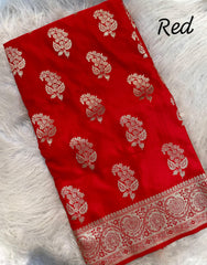 Peaceful Banarasi Silk Red Color Saree