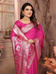 Delightful Banarasi Silk Pink Color Saree