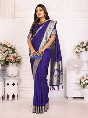 Delightful Banarasi Silk Blue Color Saree