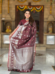 Outstanding Soft Silk Maroon Color Saree