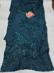 Shining Georgette Teal Blue Color Saree