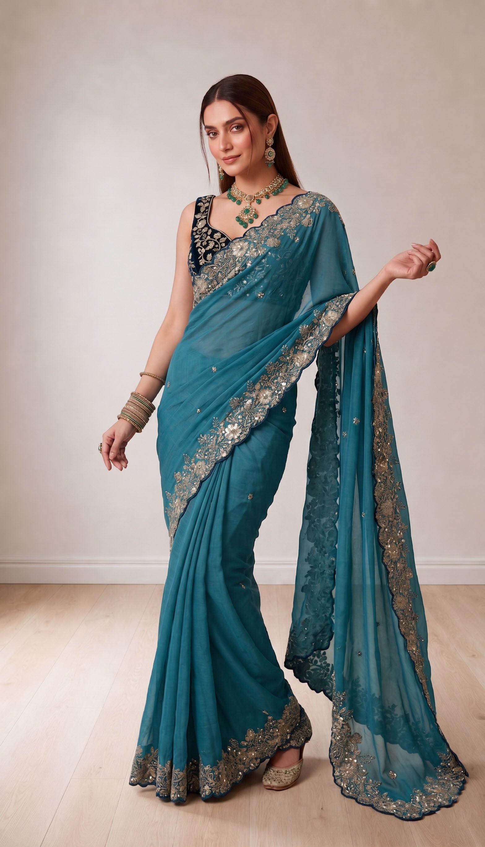 Pure Star Georgette Saree with Cutwork Border