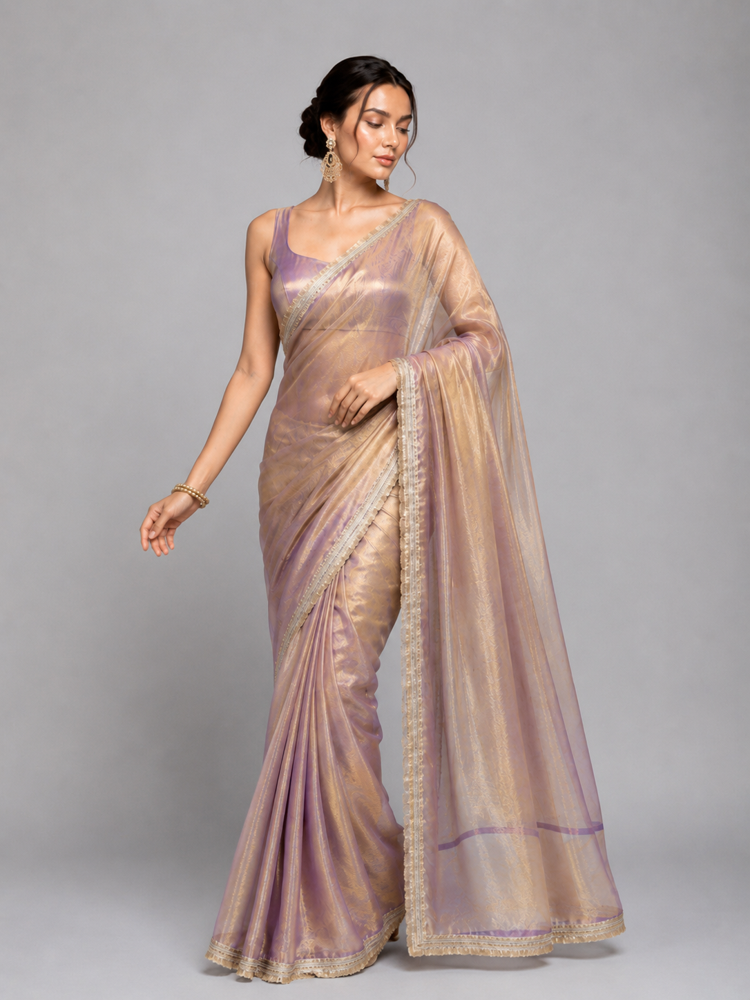 Two Tone Tissue Silk Saree