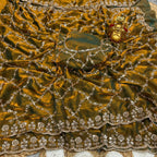Fandy Satin Silk Saree with Rose Gold Beads Work