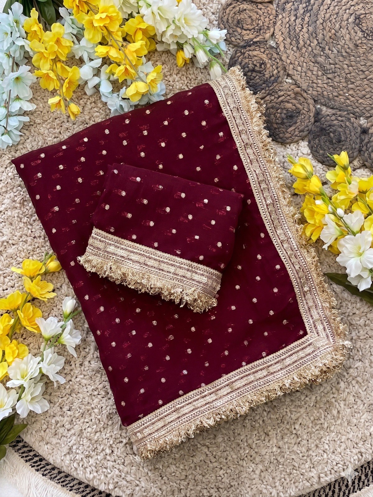 Elegant Lace Weave Saree