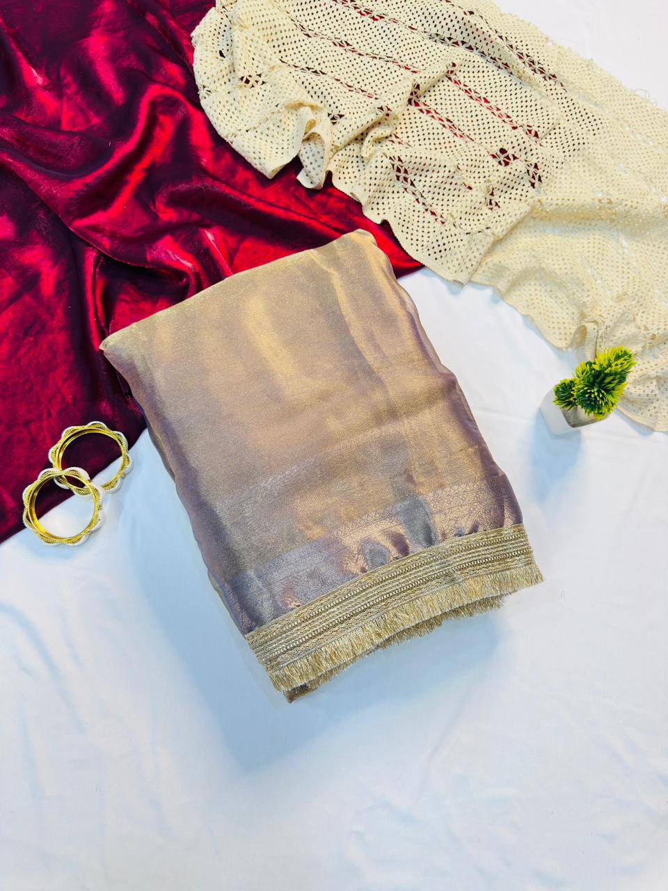 Two Tone Tissue Silk Saree