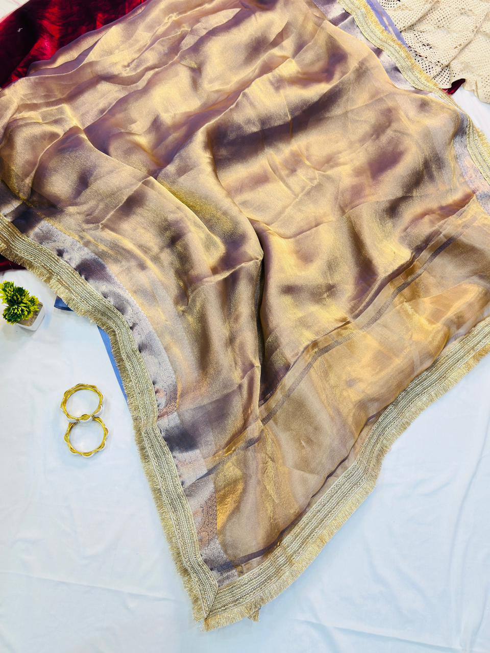 Two Tone Tissue Silk Saree