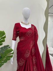 Exclusive Silk Hand Work Red Color Saree