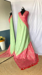 Flattering Dual Tone Silk Perrot Color Saree