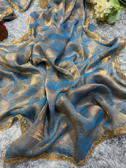 Beautiful Box pattern Blue Color Saree