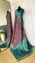 Flattering Dual Tone Silk Brown Color Saree