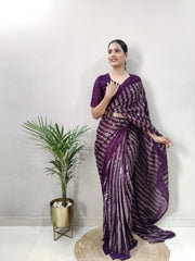 Fantastic Wine Color Ready To Wear  Georgette Saree