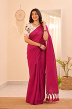 Traditional Cotton Weave Saree With Blouse