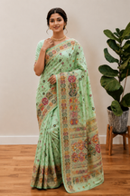 Traditional Rajwadi Zari Border Saree