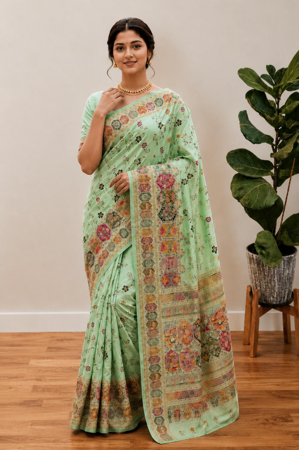 Traditional Rajwadi Zari Border Saree