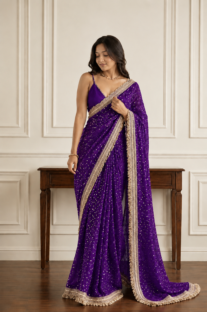 Elegant Lace Weave Saree