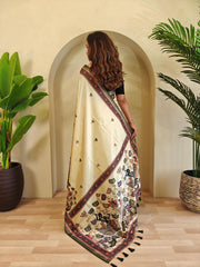Precious Kalamkari Print Cream Color Saree