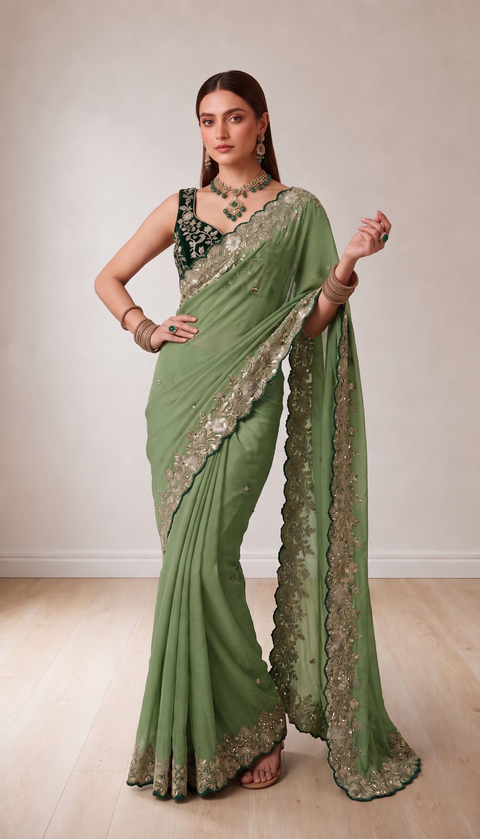 Pure Star Georgette Saree with Cutwork Border