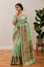 Traditional Rajwadi Zari Border Saree