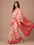 Soft Linen Cotton Saree with Golden Zari Border